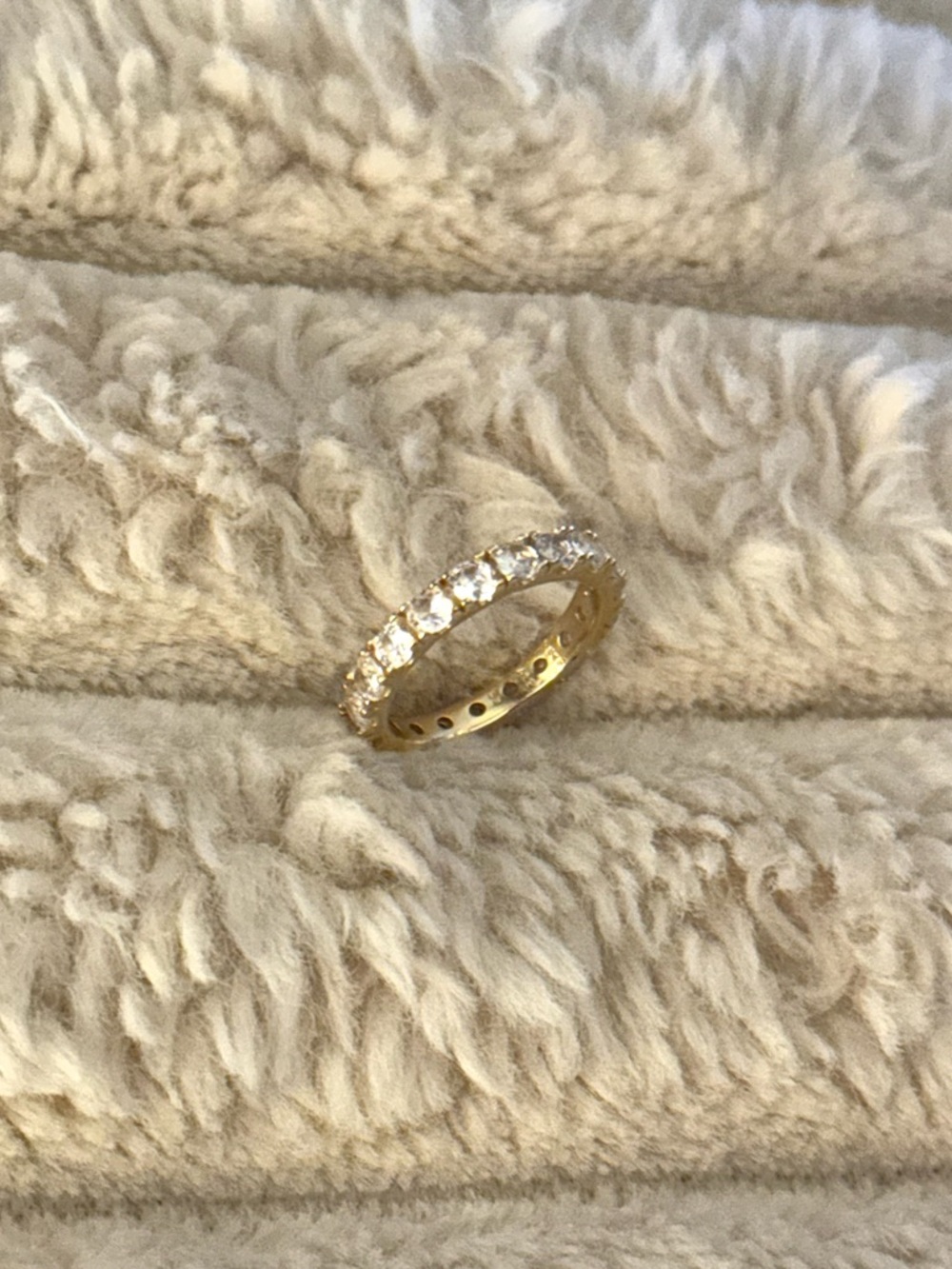 Pandora Gold Eternity Band Ring with Clear Stones - Women Jewelry